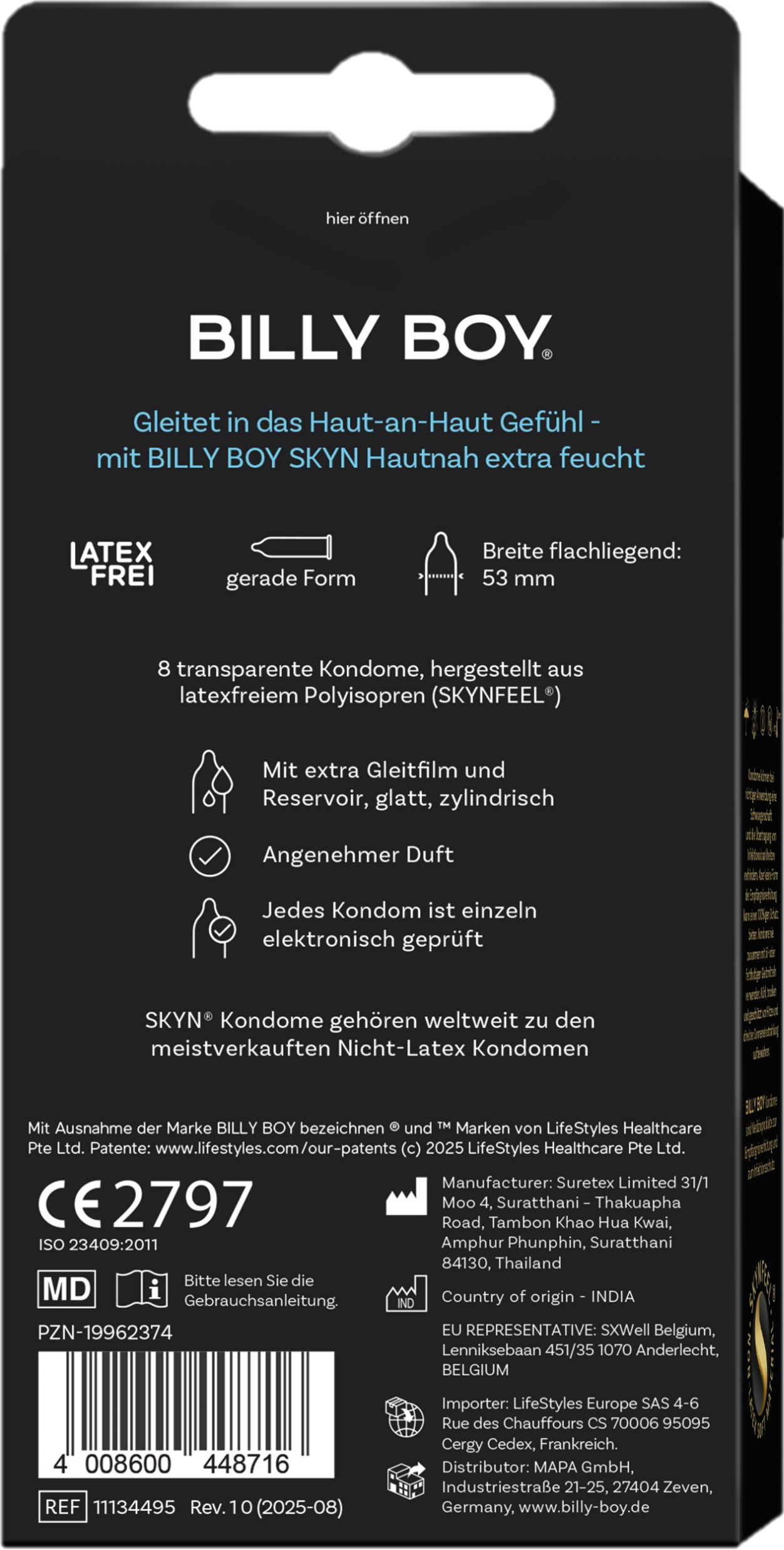 BILLY BOY SKYN Hautnah extra feucht latexfrei